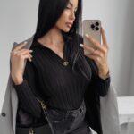 Sweterek dzianinowy Anabel Ola Voga czarny