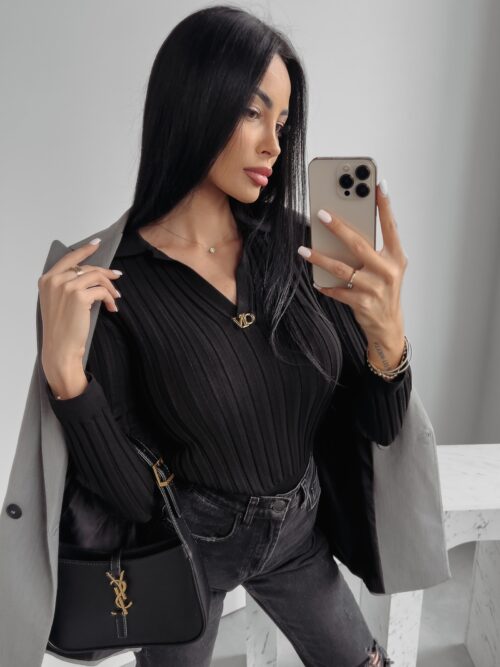 Sweterek dzianinowy Anabel Ola Voga czarny