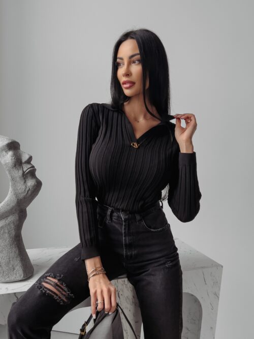 Sweterek dzianinowy Anabel Ola Voga czarny