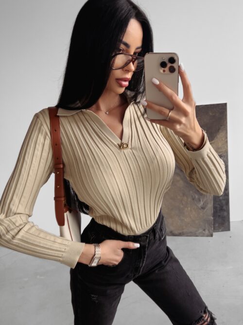 Sweterek dzianinowy Anabel Ola Voga beżowy