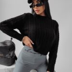 Sweter prosty ze splotem Ronin Ola Voga czarny