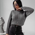 Sweter prosty ze splotem Ronin Ola Voga c.szary