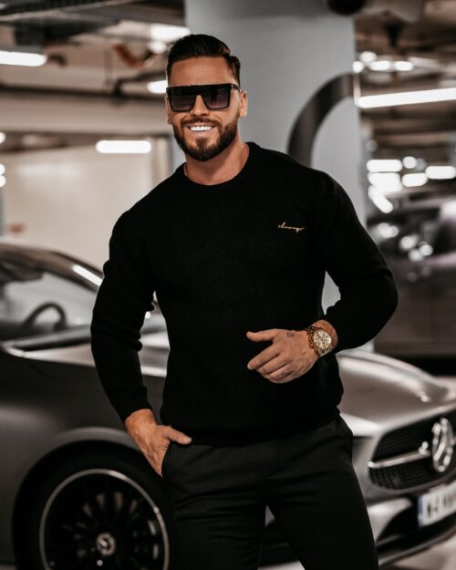 Sweter męski klasyczny Warren Ola Voga czarny