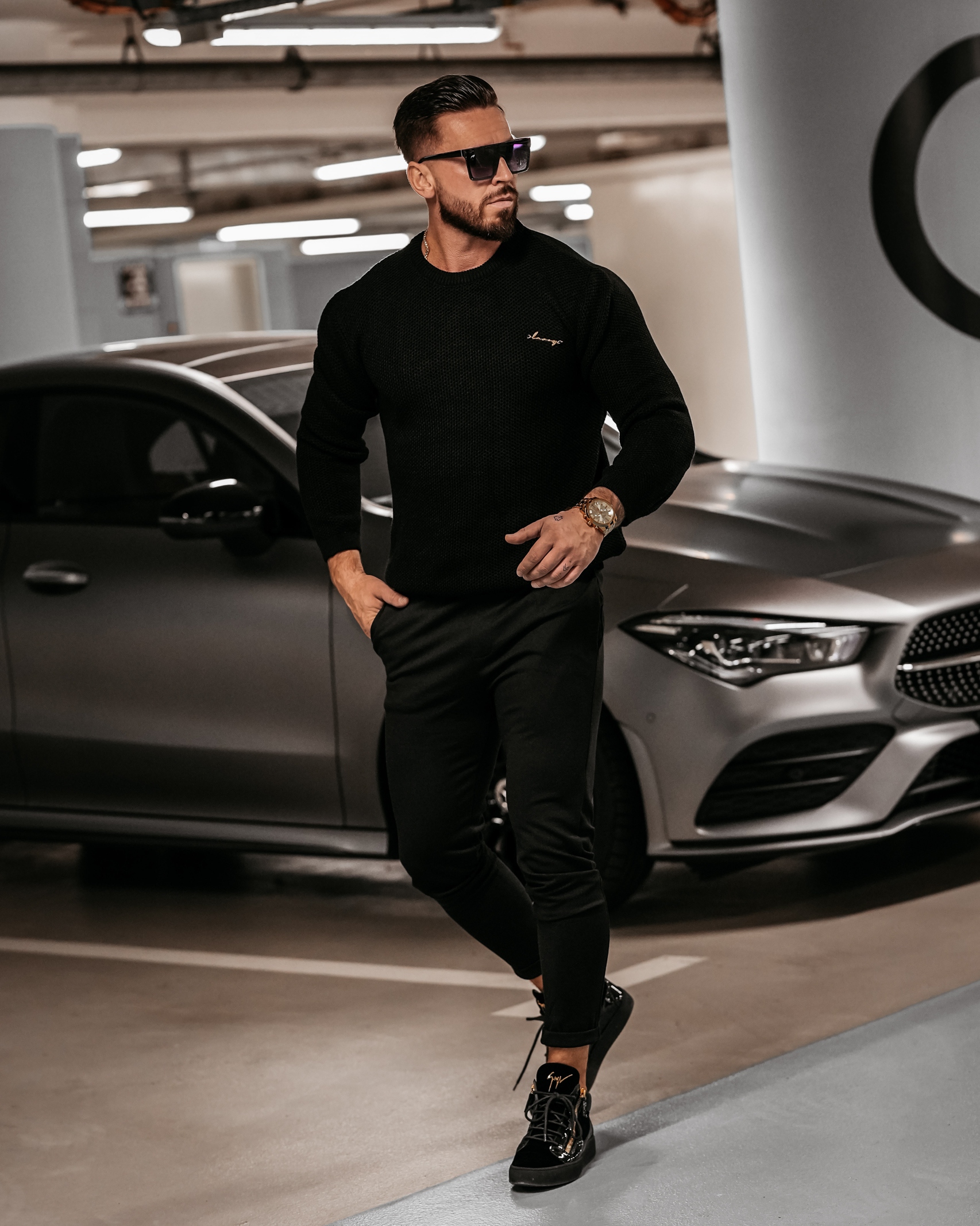 Sweter męski klasyczny Warren Ola Voga czarny