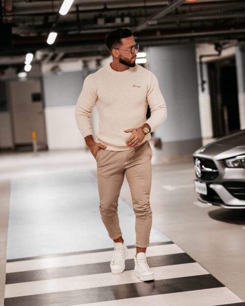 Sweter męski klasyczny Warren Ola Voga ecru