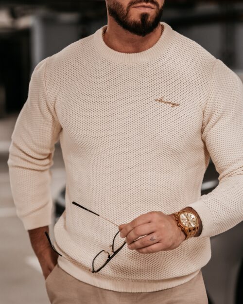 Sweter męski klasyczny Warren Ola Voga ecru