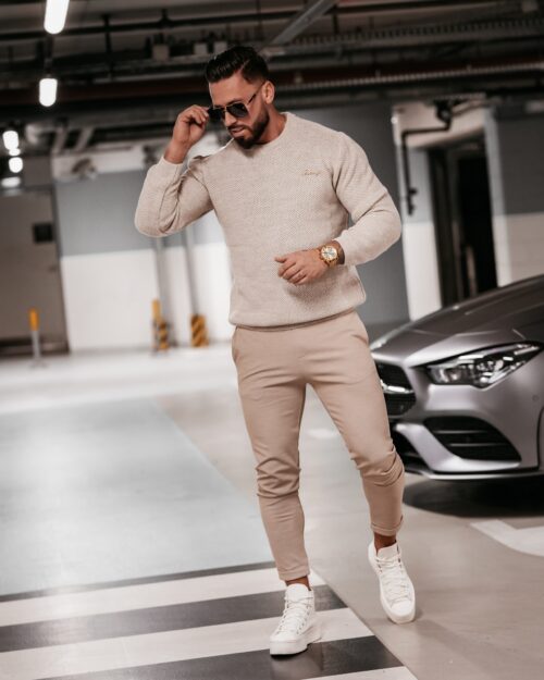 Sweter męski klasyczny Warren Ola Voga beżowy