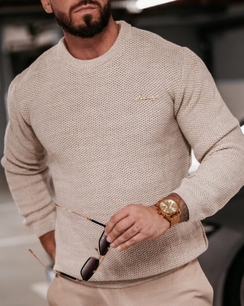 Sweter męski klasyczny Warren Ola Voga beżowy