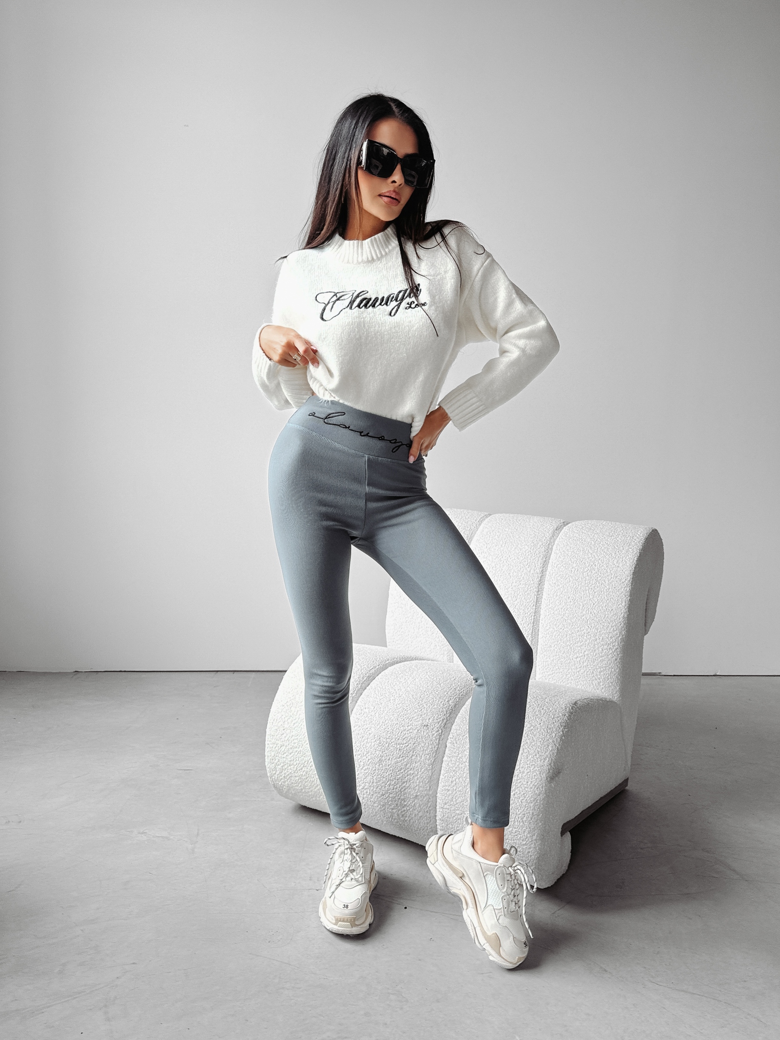 Legginsy z wyszczuplającym pasem Berry Ola Voga szare Legginsy z wyszczuplającym pasem Berry Ola Voga szare