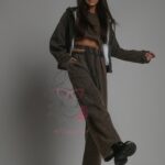 Komplet dresowy 3-częściowy Szafi dekatyzowany brązowy