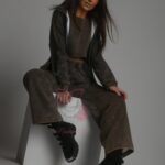 Komplet dresowy 3-częściowy Szafi dekatyzowany brązowy