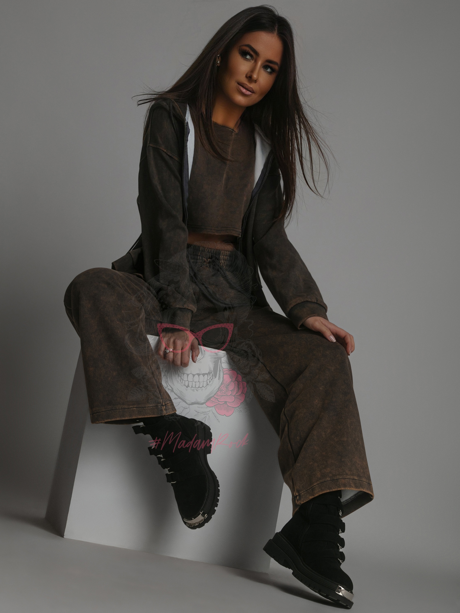 Komplet dresowy 3-częściowy Szafi dekatyzowany brązowy Komplet dresowy 3-częściowy Szafi dekatyzowany brązowy