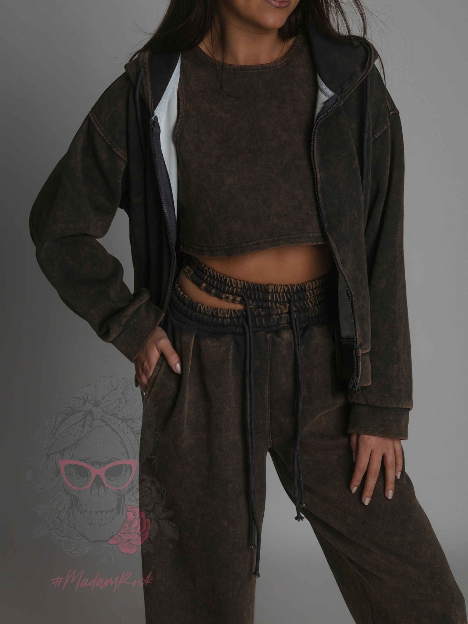 Komplet dresowy 3-częściowy Szafi dekatyzowany brązowy Komplet dresowy 3-częściowy Szafi dekatyzowany brązowy