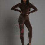 Komplet welurowy Laki Voses brązowy