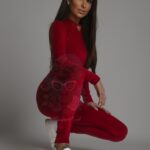 Komplet welurowy Laki Voses malinowy