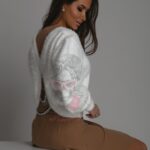 Sweter moherowy motyl Biju ecru