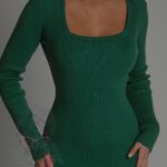 Sukienka dzianinowa Monsera zielona