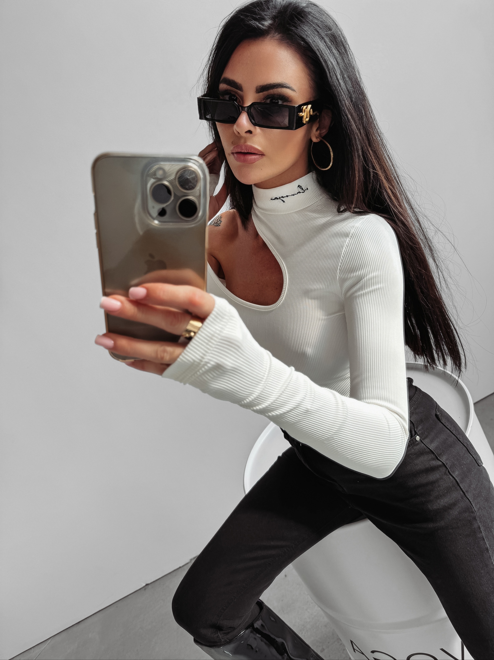 Bluzka golf dzianinowa Brit Ola Voga ecru