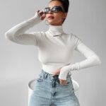 Bluzka basic prążkowana Verda Ola Voga ecru