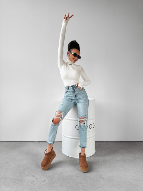 Bluzka basic prążkowana Verda Ola Voga ecru