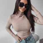 Bluzka basic prążkowana Verda Ola Voga beżowa