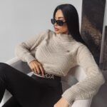 Sweter damski dzianinowy Emmie Ola Voga beżowy