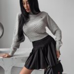 Sweter damski dzianinowy Emmie Ola Voga j.szary