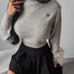 Sweter damski dzianinowy Emmie Ola Voga j.szary