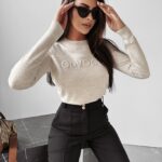 Sweter gładki Cara Ola Voga beżowy