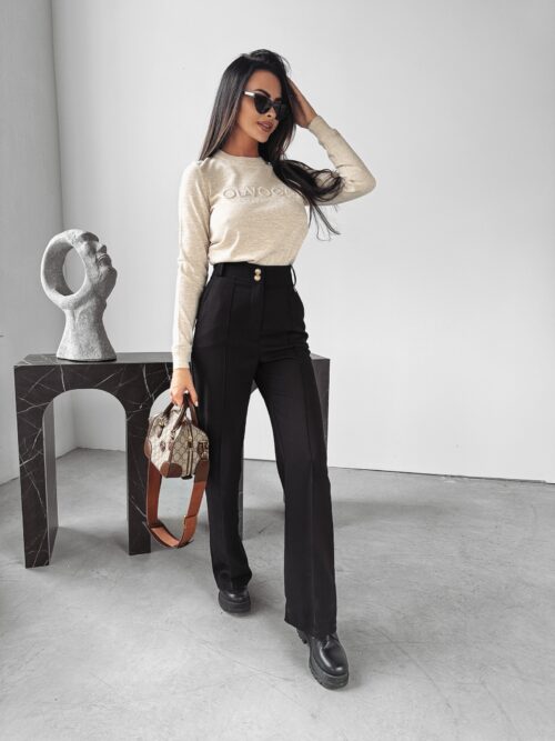 Sweter gładki Cara Ola Voga beżowy