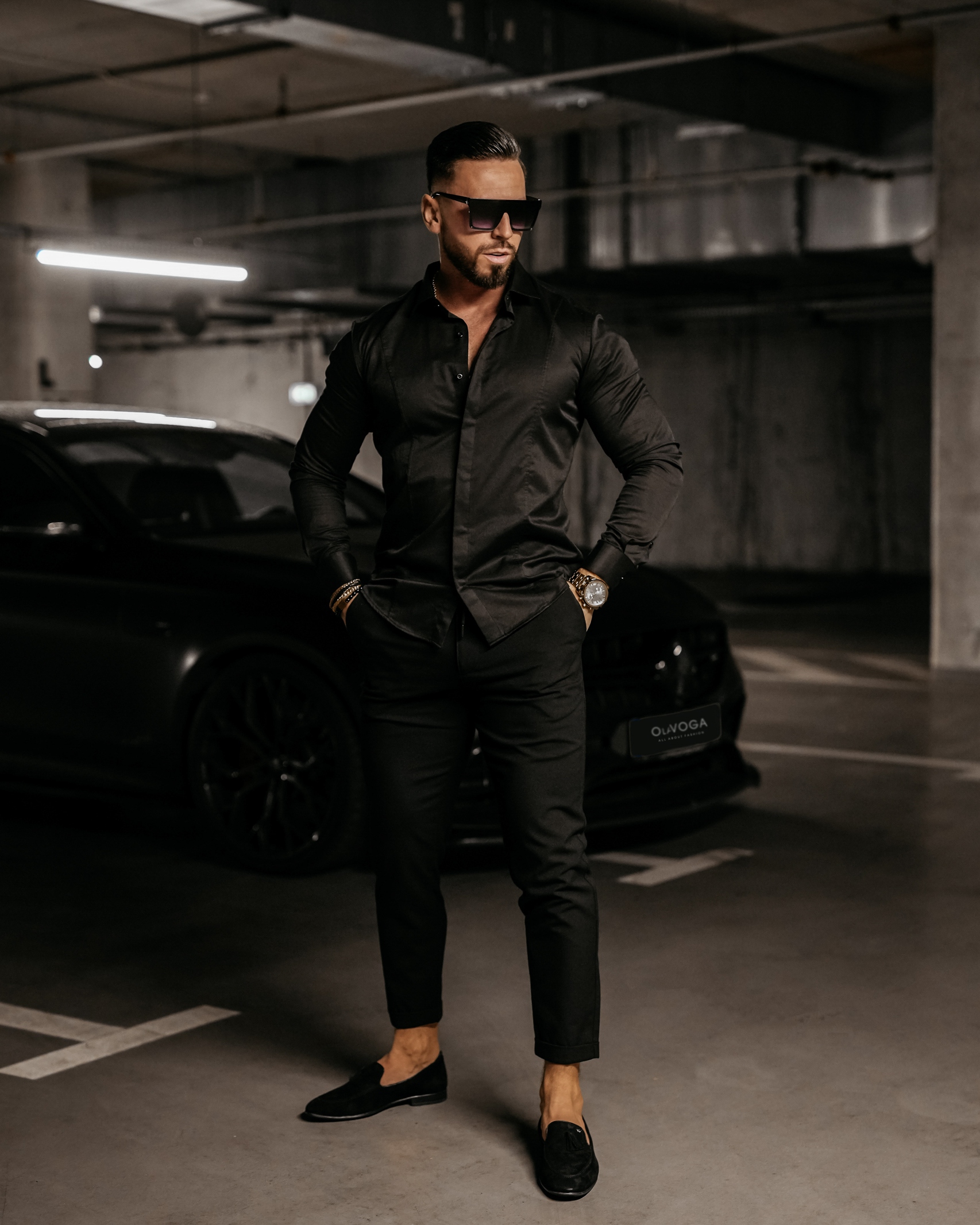 Koszula męska slim fit Rey Ola Voga czarna