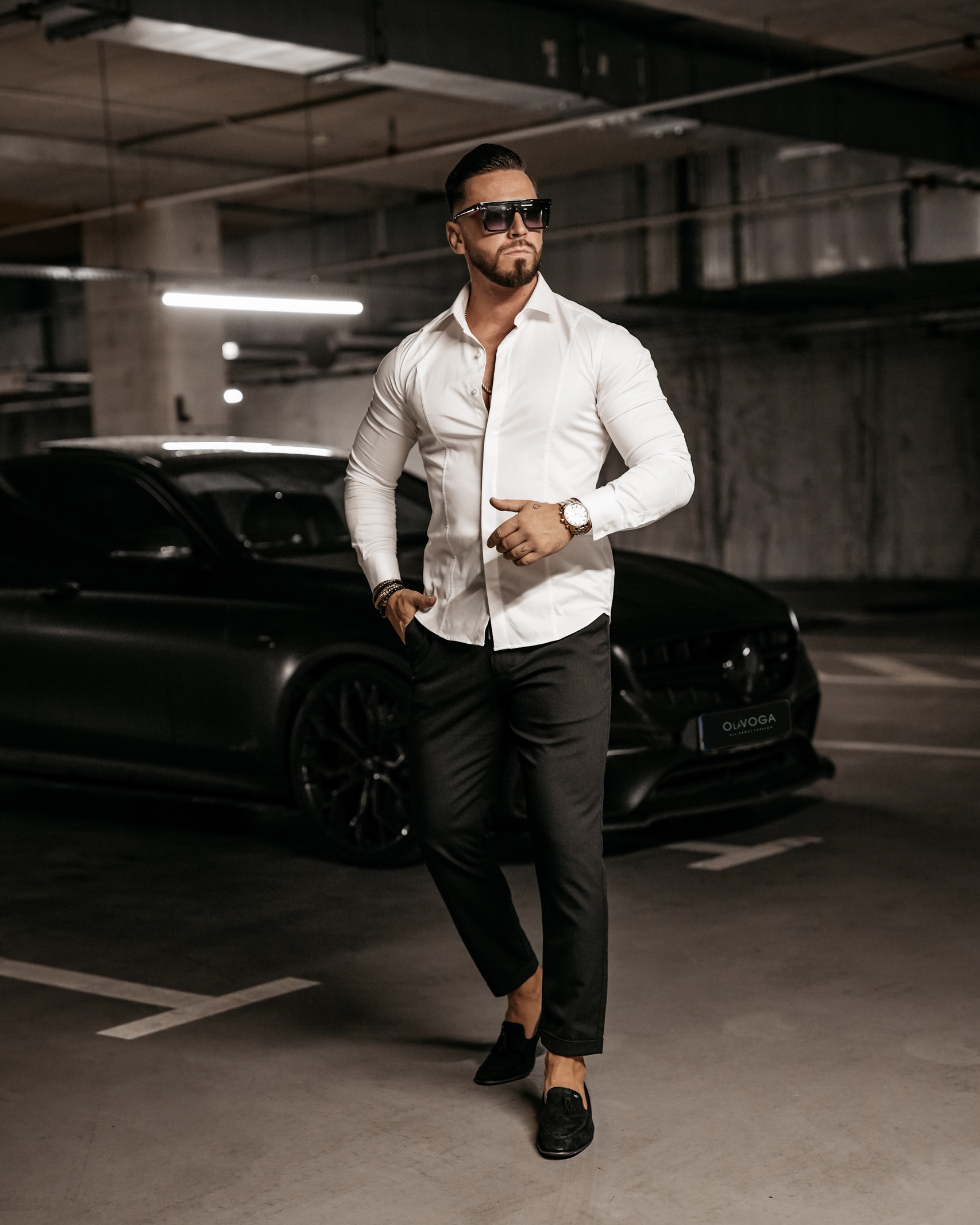 Koszula męska slim fit Rey Ola Voga biała Koszula męska slim fit Rey Ola Voga biała