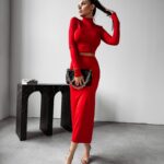 Sukienka midi dopasowana Sisi Ola Voga czerwona