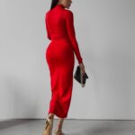 Sukienka midi dopasowana Sisi Ola Voga czerwona