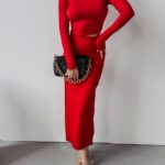 Sukienka midi dopasowana Sisi Ola Voga czerwona