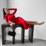 Sukienka midi dopasowana Sisi Ola Voga czerwona