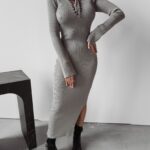 Sukienka z wiązaniem Omiko Ola Voga szara