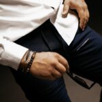 Spodnie męskie materiałowe AUSTIN OLAVOGA granatowe