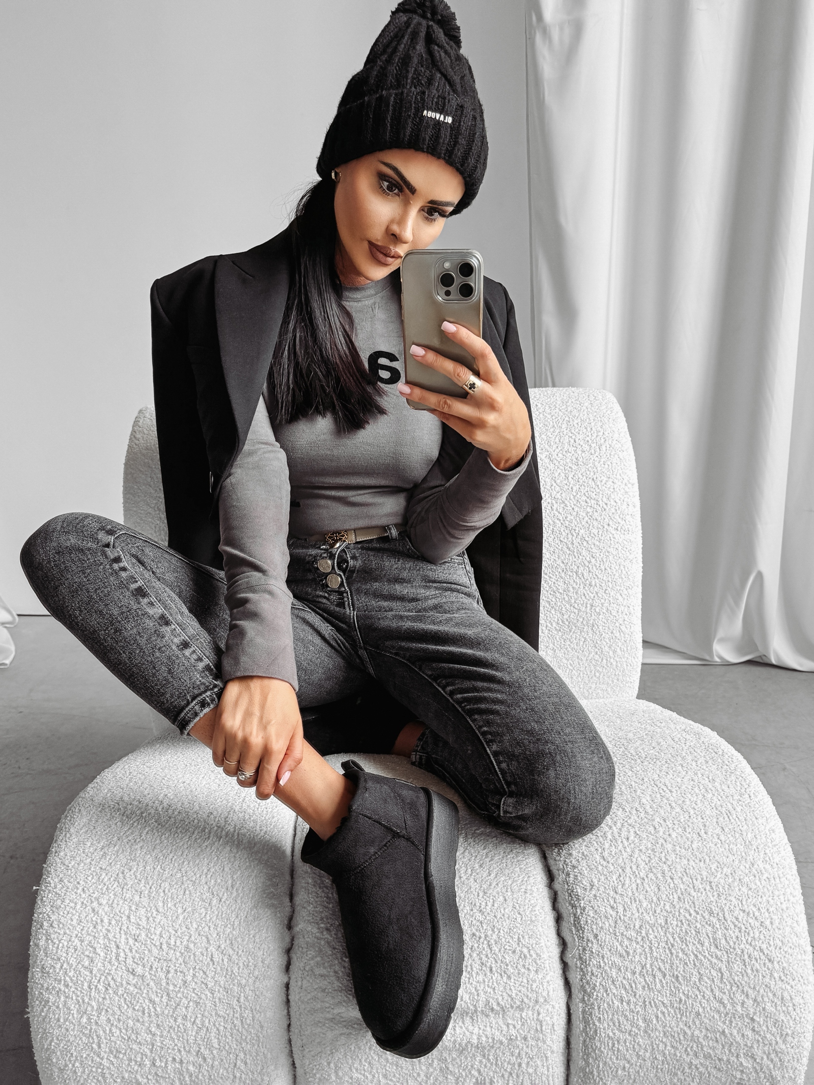 Śniegowce zamszowe Kylie Ola Voga czarne