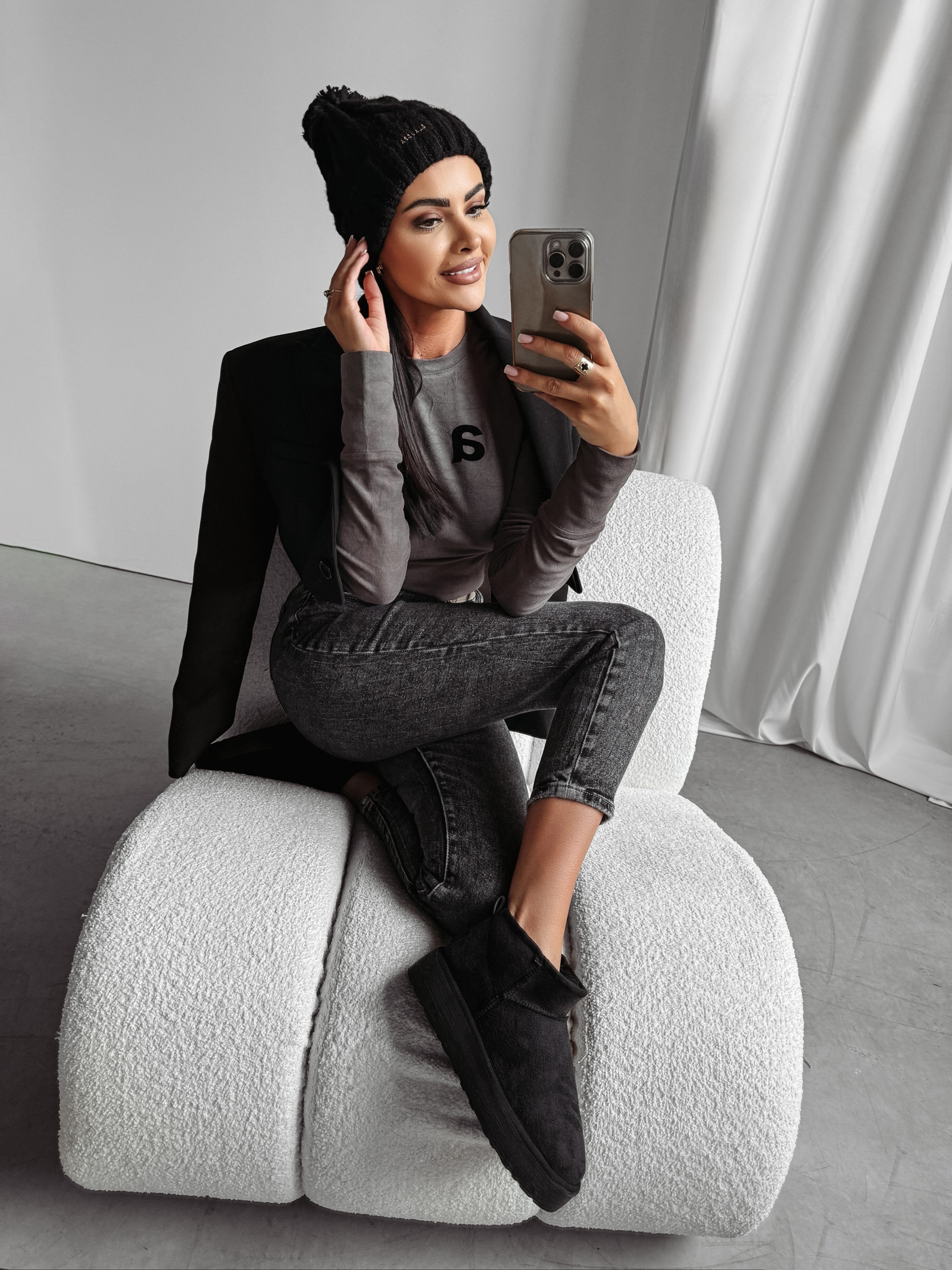 Śniegowce zamszowe Kylie Ola Voga czarne