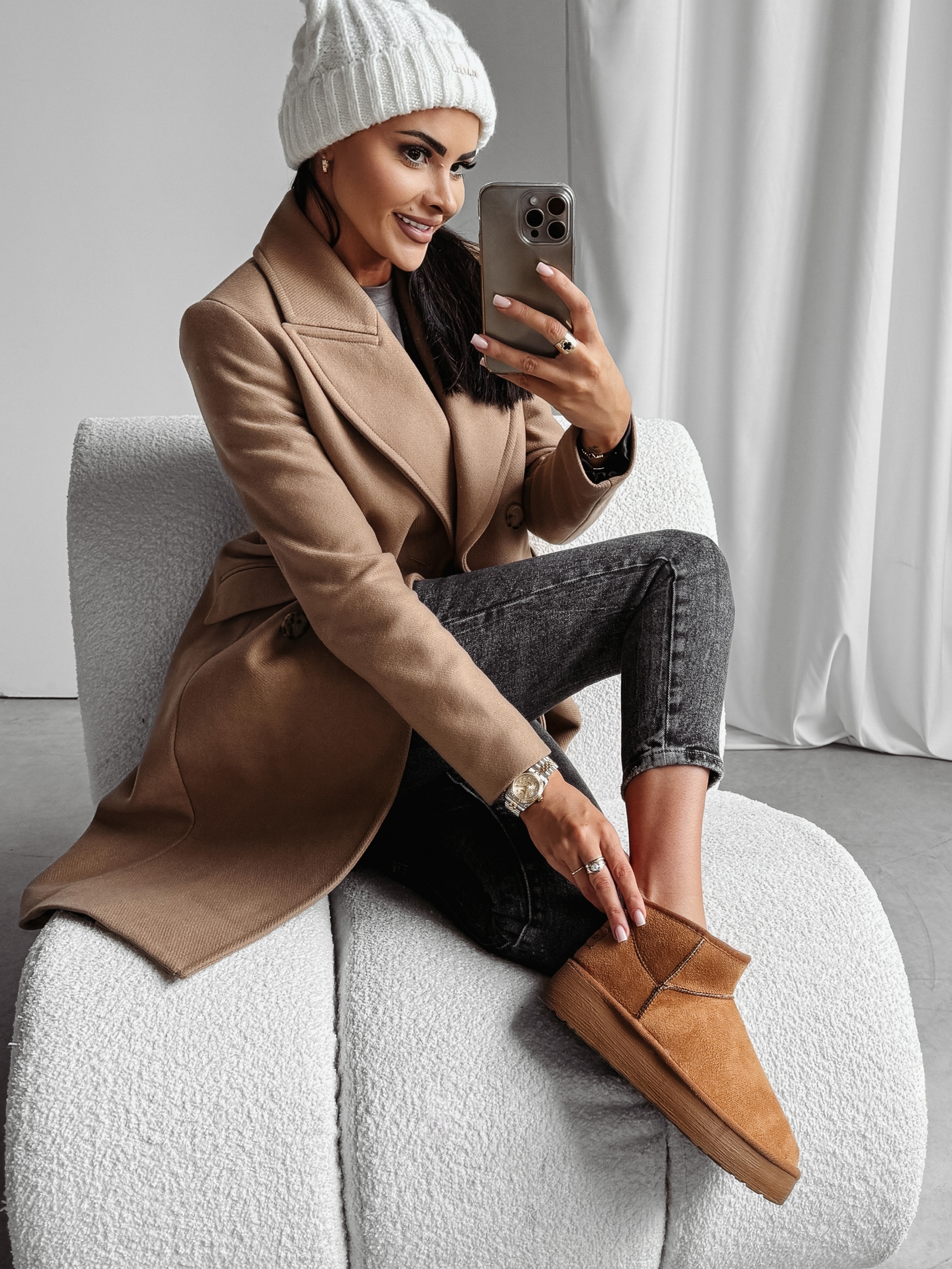 Śniegowce zamszowe Kylie Ola Voga karmelowe