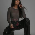 Bluzka półtransparentna Linia szara