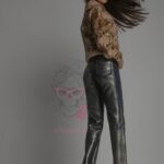 Spodnie jeansowe ze złotą farbą Silien granatowe