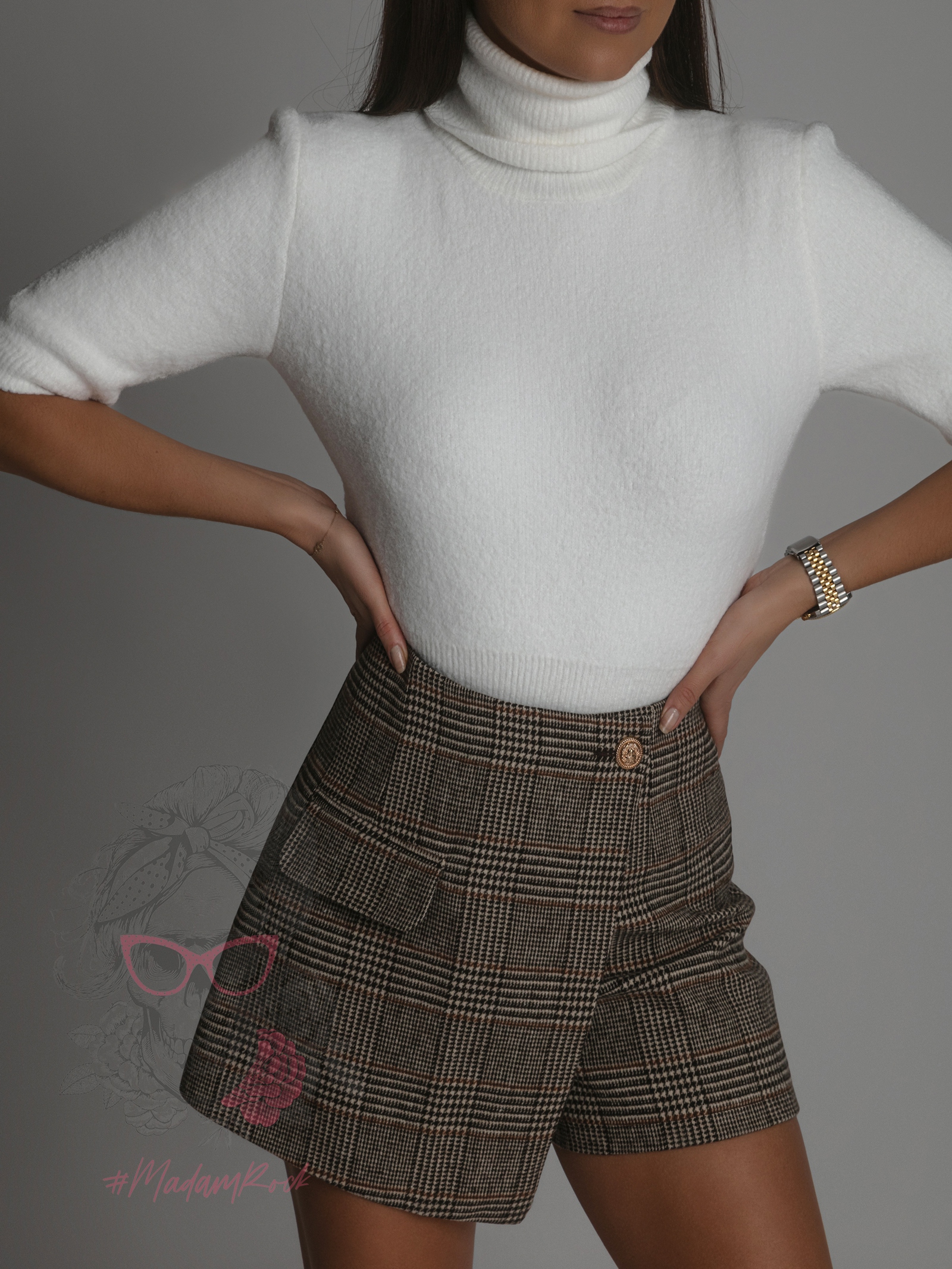 Moherowy sweter golf Minos ecru