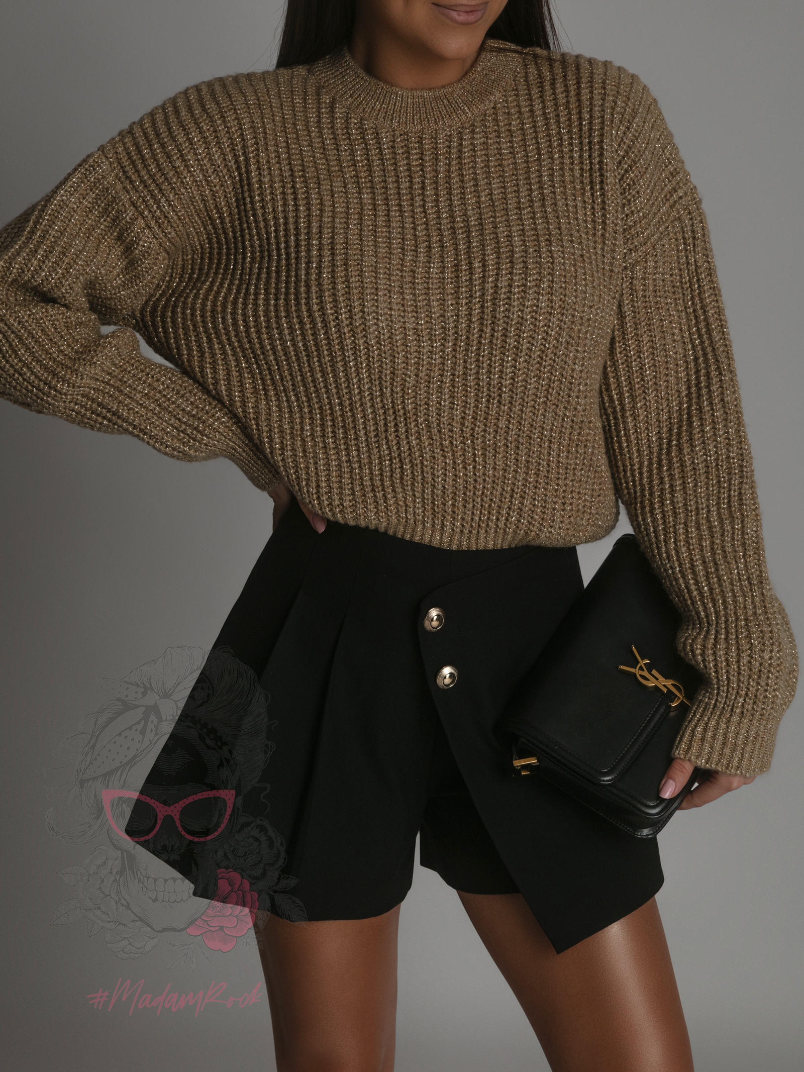 Sweter z metaliczną nitką Gork złoty