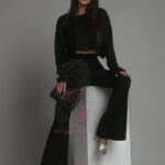 Krótki sweter z połyskiem Talisman czarny