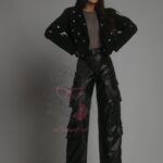 Spodnie skórzane bojówki Tapur czarne