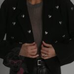 Krótka marynarka z serduszkami Jeven czarna