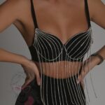 Gorset z cyrkoniami Rais czarny