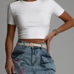 Top basic krótki t-shirt Diti biały